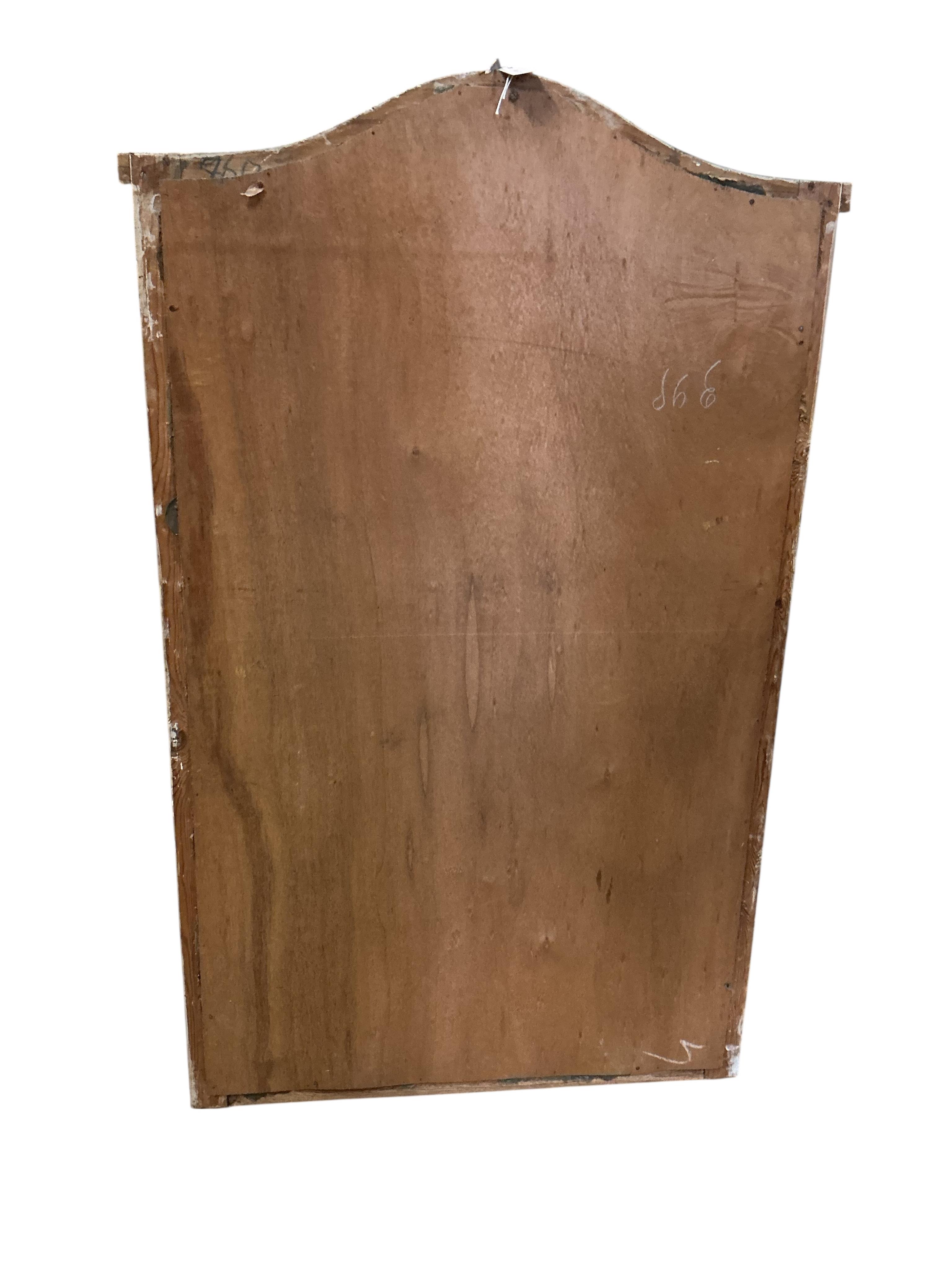 A French Art Deco gilt frame overmantel mirror, width 80cm, height 131cm
